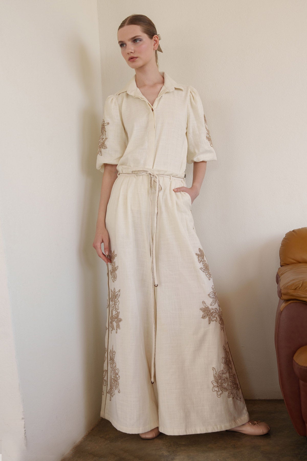 Buy Ecru Embroidered Top & Pants by Shruti Sancheti for women online at ScrollnShops